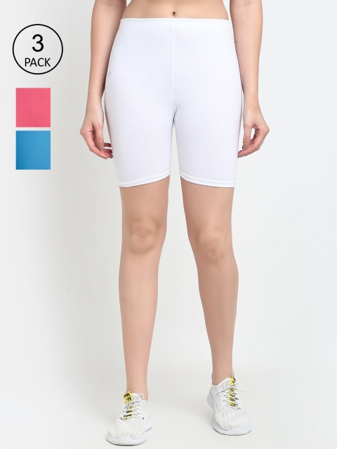 

GRACIT Women Pack Of 3 Cycling Sports Shorts, White