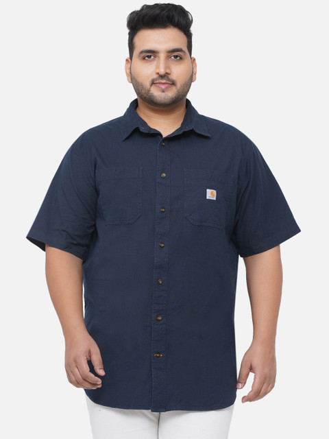 

Santonio Men Navy Blue Solid Comfort Casual Cotton Shirt