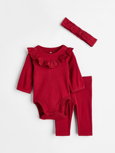 

H&M Girls 3-Piece Cotton Jersey Set, Red