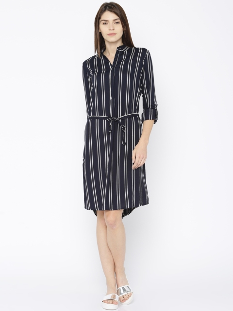 

U.S. Polo Assn. Women Navy & White Striped Shirt Dress, Navy blue