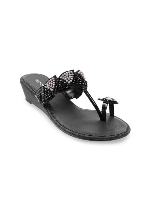 

Mochi Women Black Embellished Wedge Sandals