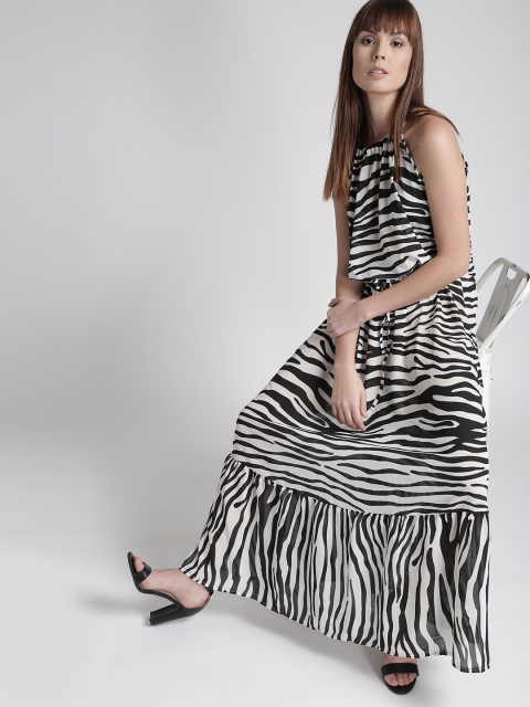 

Chemistry Women White & Black Animal Print Maxi Dress