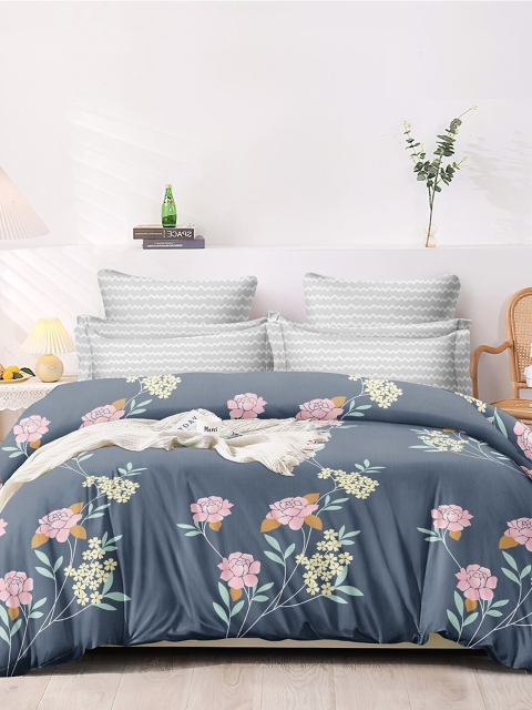 

homewards Grey & Pink Floral Microfiber AC Room 150 GSM Double Bed Dohar
