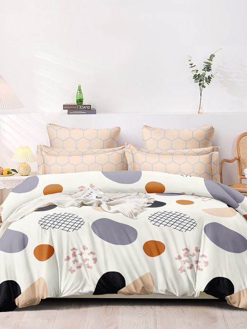 

homewards White & Grey Geometric Microfiber AC Room 150 GSM Double Bed Dohar