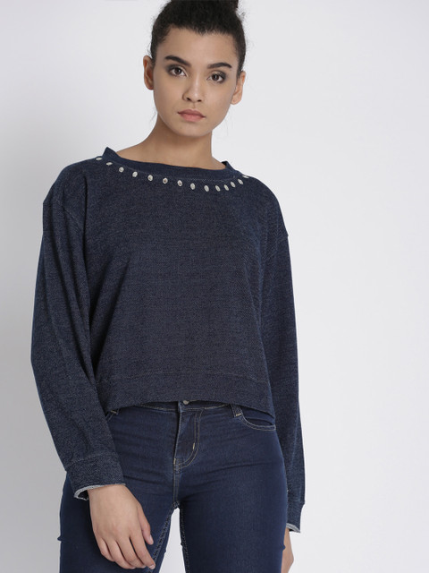 

Chemistry Women Navy Top with Embellished Detail, Navy blue