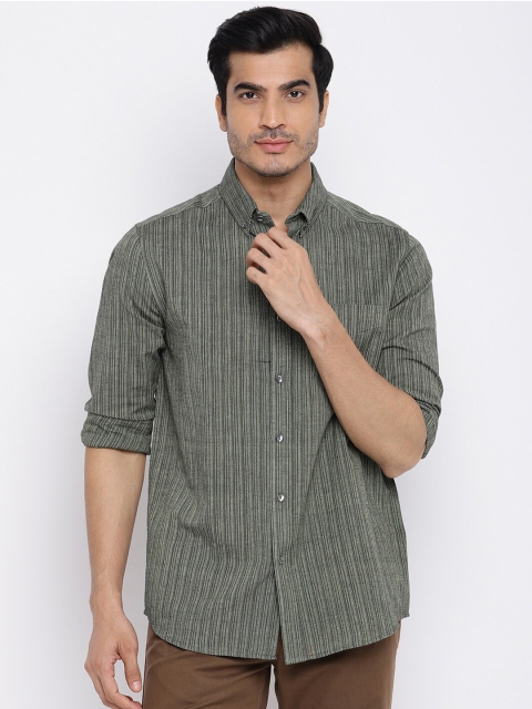 

Fabindia Men Cotton Multi Stripes Striped Casual Shirt, Green