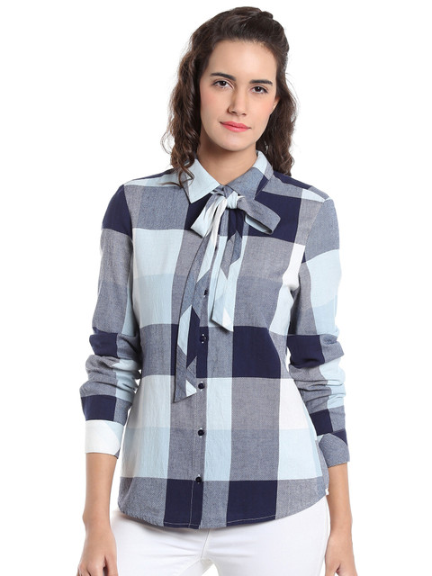 

Vero Moda Women Blue Checked Casual Shirt