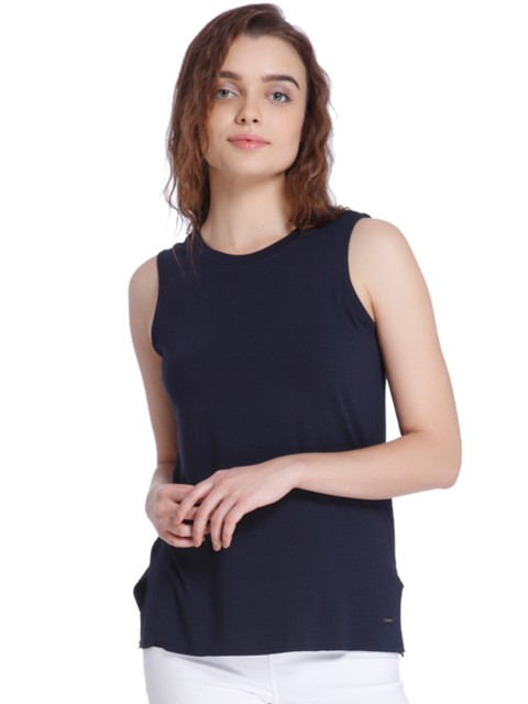 

Vero Moda Women Navy Solid Top, Navy blue