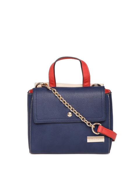 

GIORDANO Navy & Beige Colourblocked Satchel, Navy blue