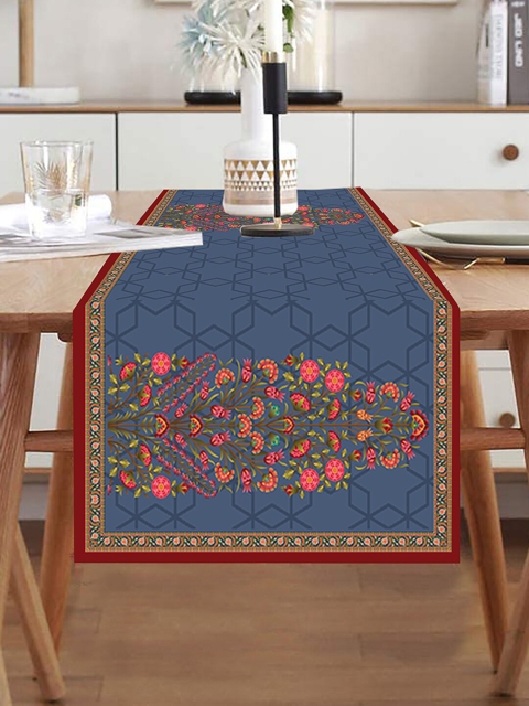

homewards Blue Floral Printed Table Runner