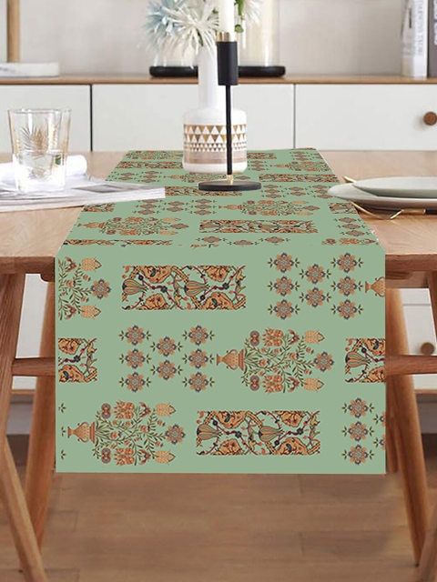 

homewards Green Ethnic Motif Printed Table Runner