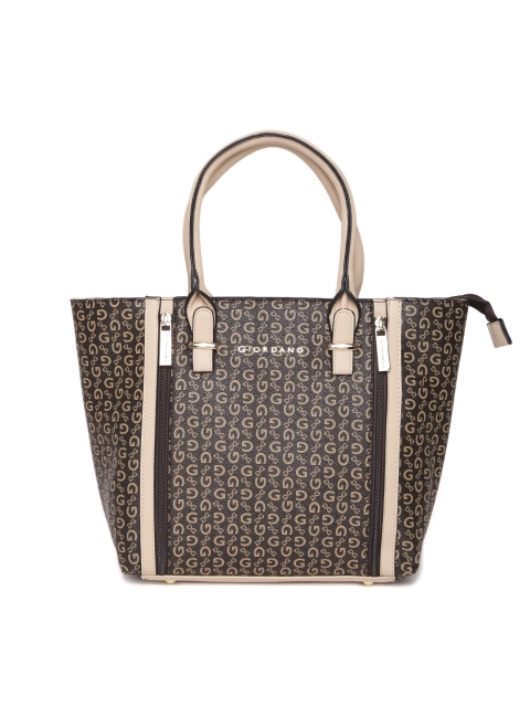 

GIORDANO Brown & Beige Printed Handheld Bag