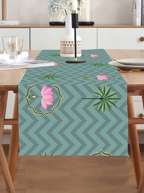 

homewards Blue Floral Printed Dining Table Runners