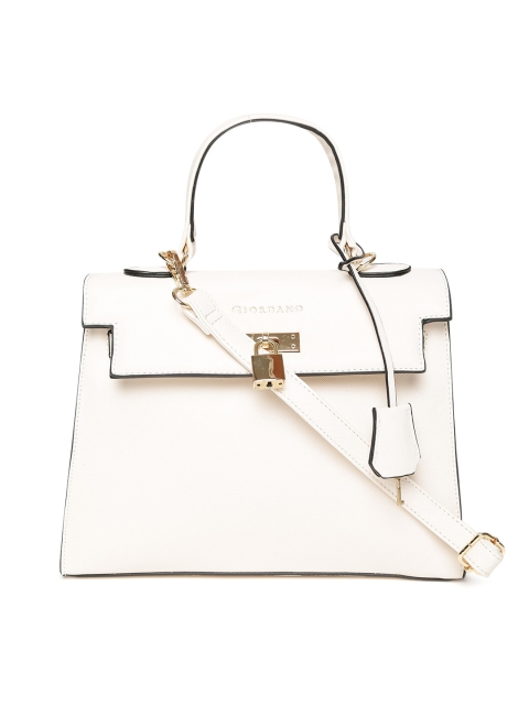 

GIORDANO Cream-Coloured Solid Satchel with Sling Strap