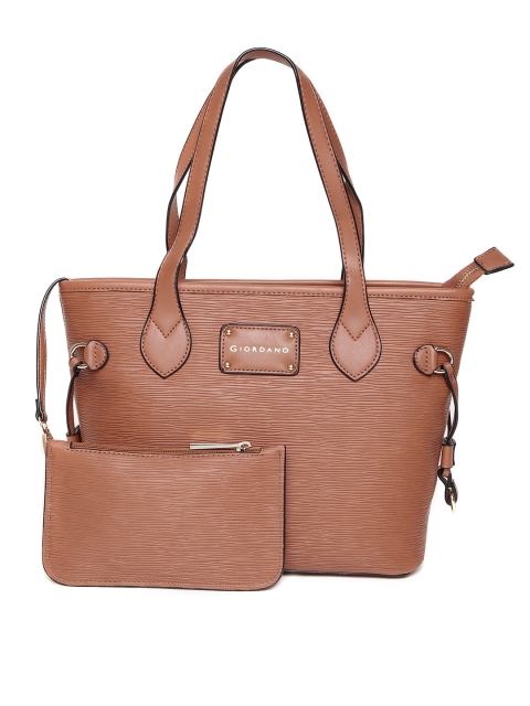 

GIORDANO Brown Textured Shoulder Bag with Pouch