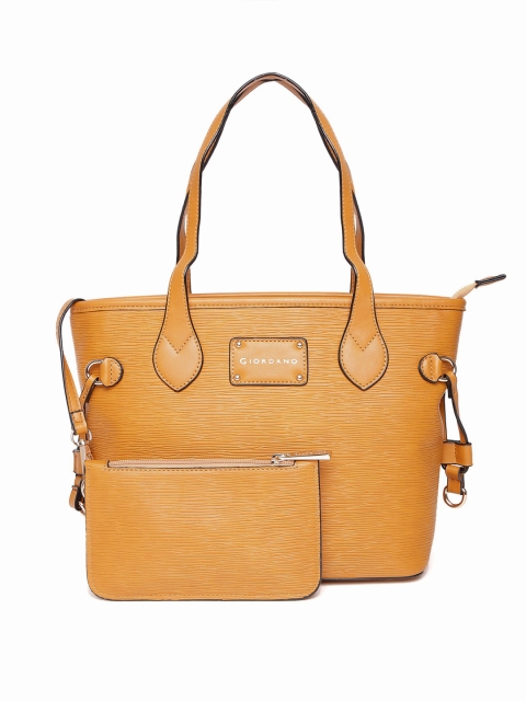 

GIORDANO Mustard Yellow Textured Shoulder Bag