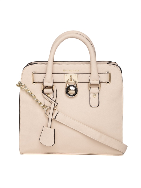

GIORDANO Peach-Coloured Solid Handheld Bag with Sling Strap