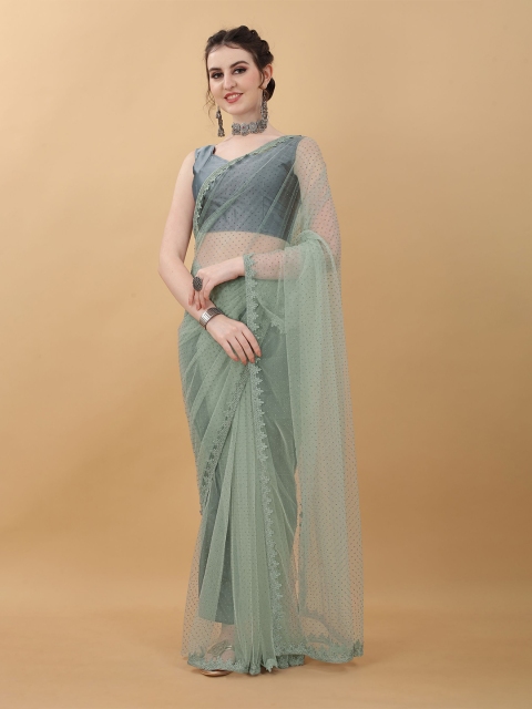 

kasee Women Grey Embellished Net Saree
