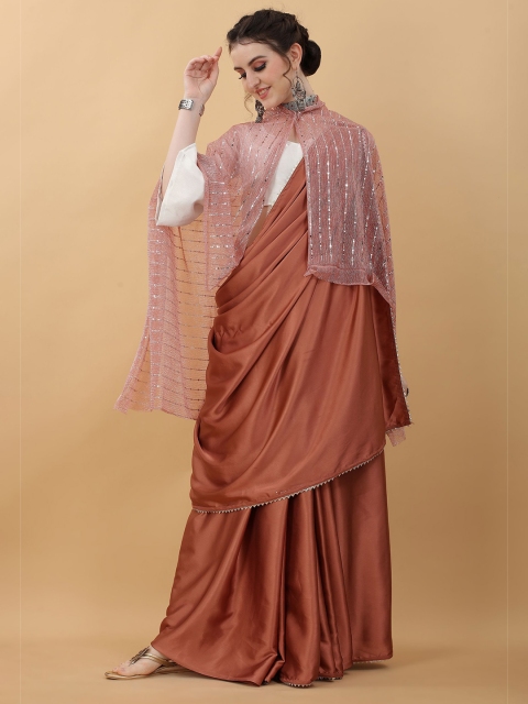 

kasee Peach-Coloured Art Silk Heavy Work Saree with koti