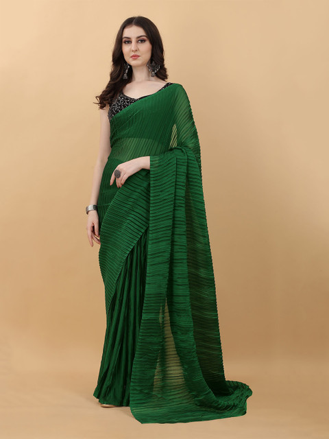 

kasee Green Striped Saree