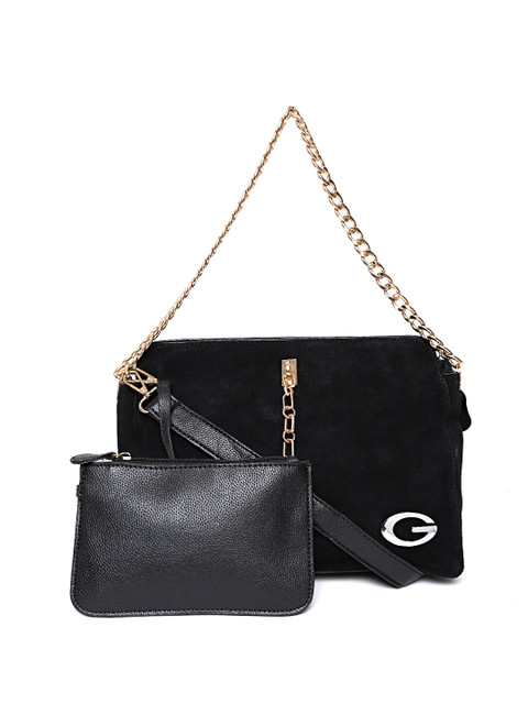 

GIORDANO Black Solid Shoulder Bag with Zip Pouch