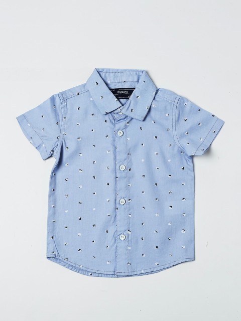 

Nuberry Boys Blue Printed Cotton Casual Shirt