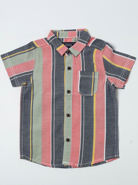 

Nuberry Boys Multicoloured Multi Striped Pure Cotton Casual Shirt