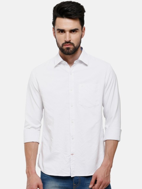 

Double Two Men White Cotton Slim Fit Casual Shirt