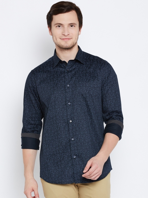 

Blackberrys Men Navy Slim Fit Printed Casual Shirt, Navy blue