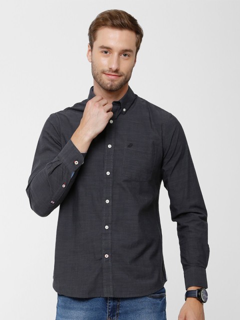 

Double Two Men Grey Slim Fit Casual Cotton Shirt