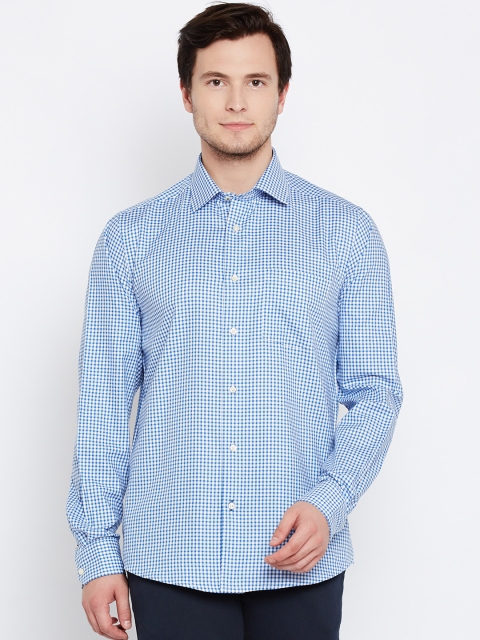 

Blackberrys Men Blue & White Slim Fit Checked Casual Shirt