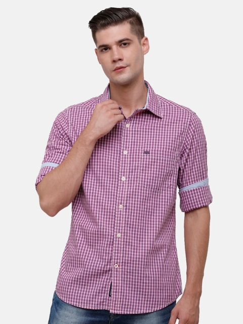 

Double Two Men Purple Slim Fit Checked Casual Cotton Shirt