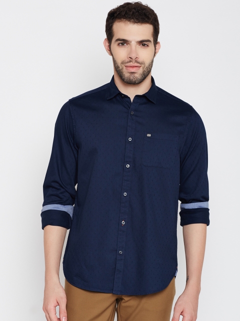 

Blackberrys Men Navy Slim Fit Self-Design Casual Shirt, Navy blue