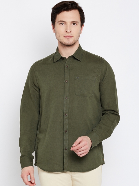 

Blackberrys Men Olive Green Smart Fit Solid Casual Shirt