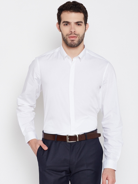 

Blackberrys Men White Trim Fit Solid Semiformal Shirt