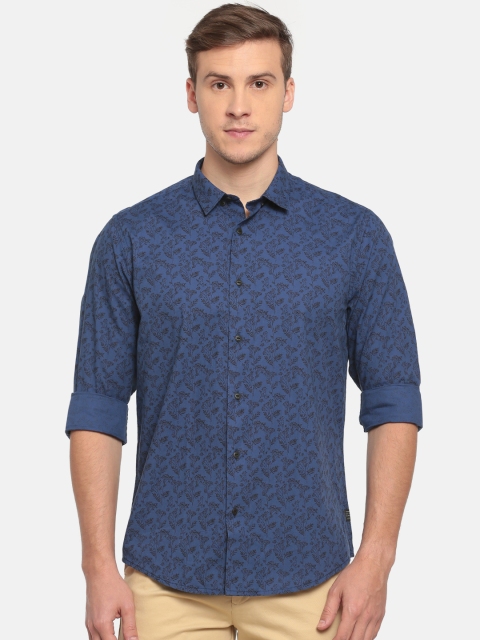 

Blackberrys Men Blue Trim Regular Fit Printed Casual Shirt