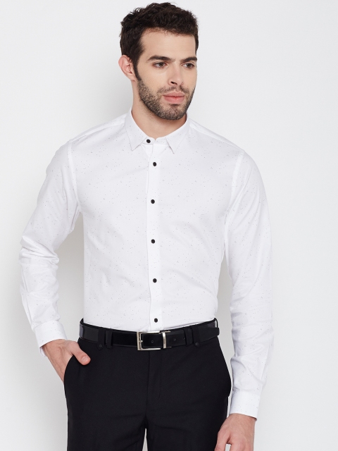 

Blackberrys Men White Trim Fit Printed Formal Shirt