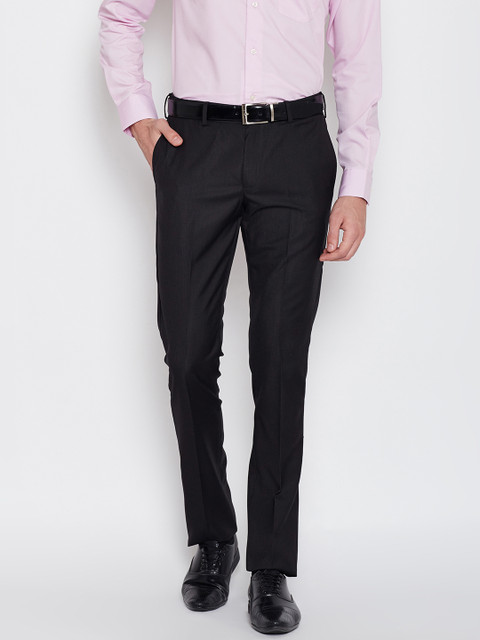 

Blackberrys Men Black Sharp Fit Solid Formal Trousers