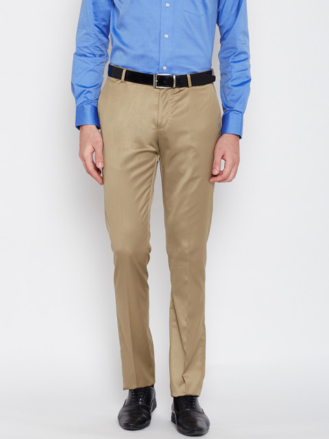 

Blackberrys Men Beige Sharp Fit Solid Formal Trousers