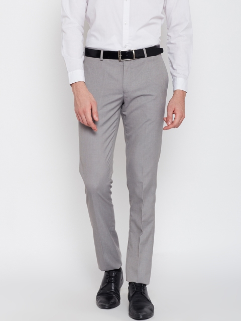 

Blackberrys Men Grey Sharp Fit Self-Design Formal Trousers