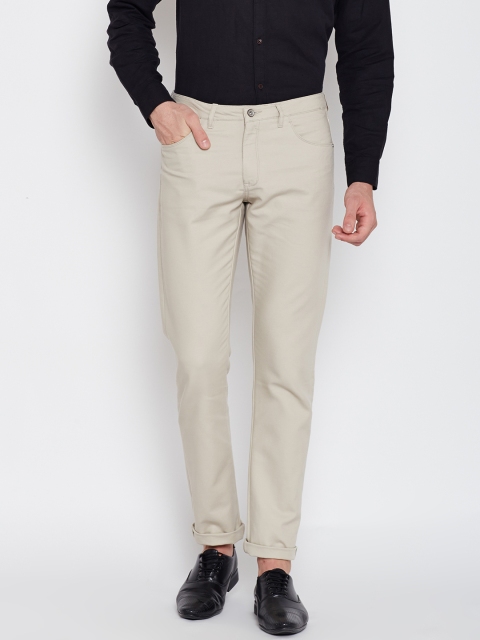 

Blackberrys Men Beige Sharp Fit Solid Trousers