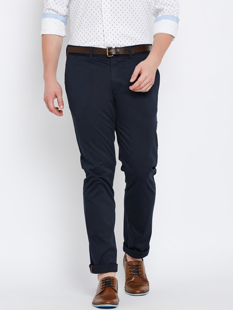

Blackberrys Men Navy Sharp Fit Solid Trousers, Navy blue