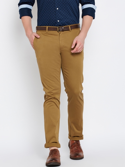 

Blackberrys Men Khaki Sharp Fit Solid Semiformal Trousers