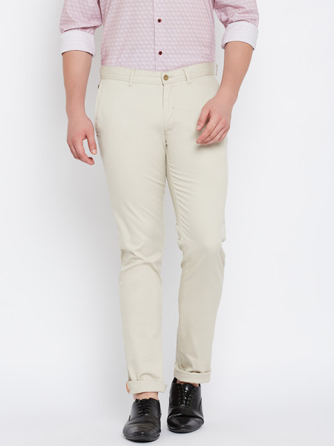 

Blackberrys Men Beige Sharp Fit Solid Trousers
