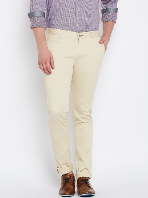 

Blackberrys Men Beige Sharp Fit Solid Trousers