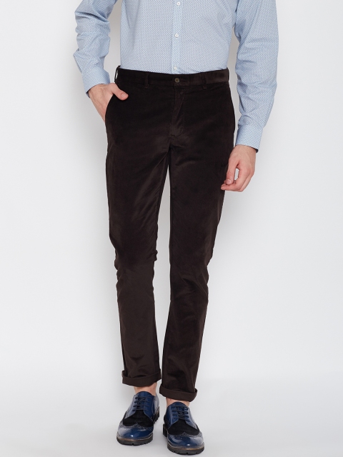 

Blackberrys Men Coffee Brown Sharp Fit Corduroy Trousers