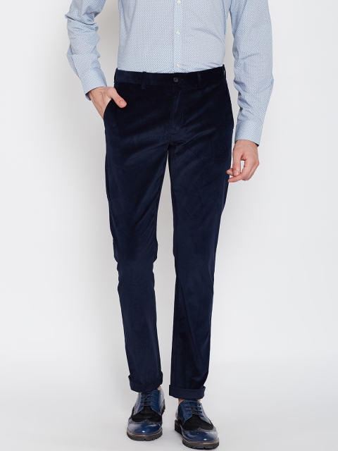 

Blackberrys Men Navy Sharp Solid Casual Trousers, Navy blue