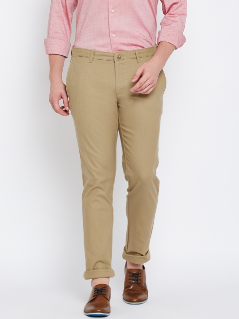 

Blackberrys Men Khaki Sharp Fit Solid Trousers