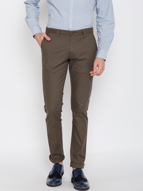 

Blackberrys Men Olive Green Casual Trousers