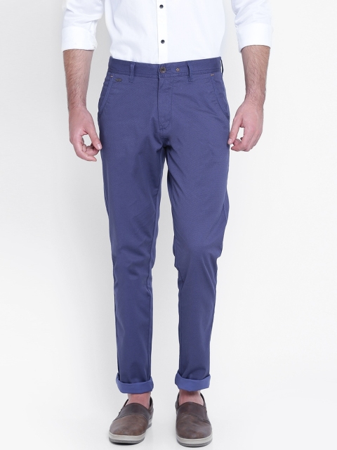 

Blackberrys Men Blue Printed Regular Trousers
